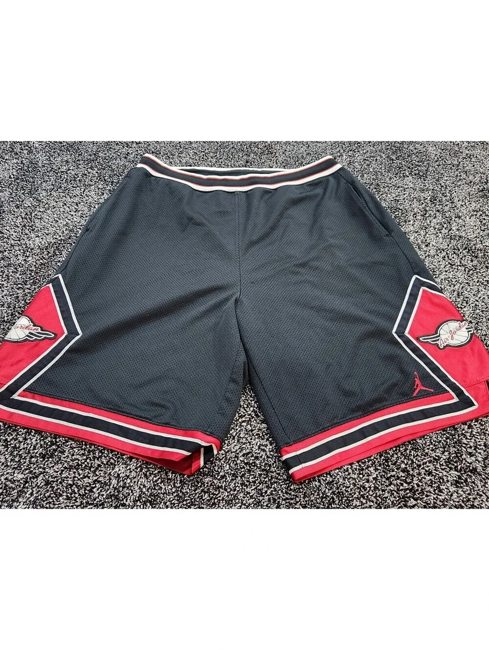 Vtg Nike Air Jordan Wings Shorts Mens 2XL Black Red 20th Anniversary Mesh Y2K